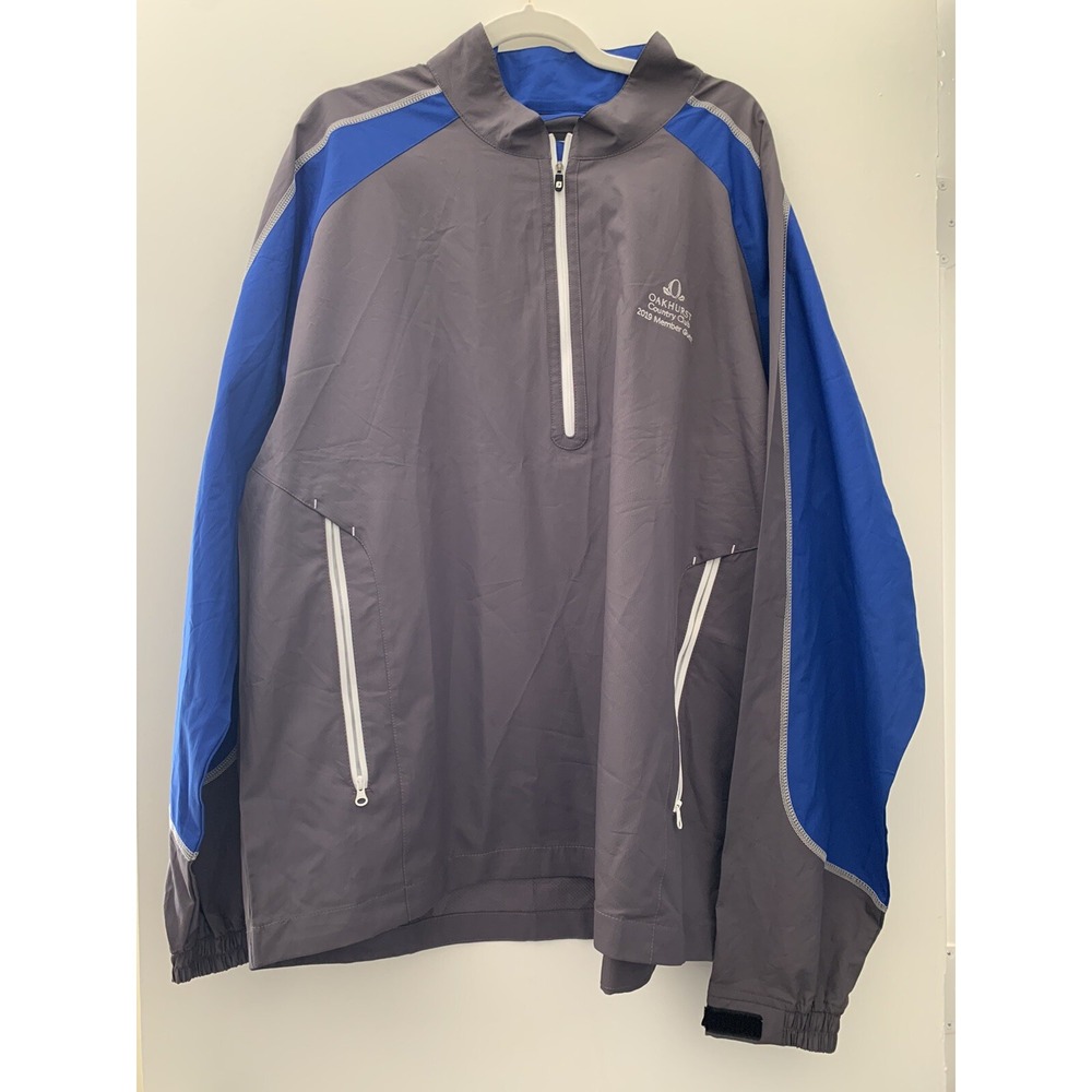 NWT FootJoy Sport Half Zip LS Golf Wind shirt Charcoal Royal Blue XL